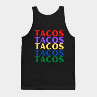 "TACOS" Taco Lover Multicolor Letters Tank Top